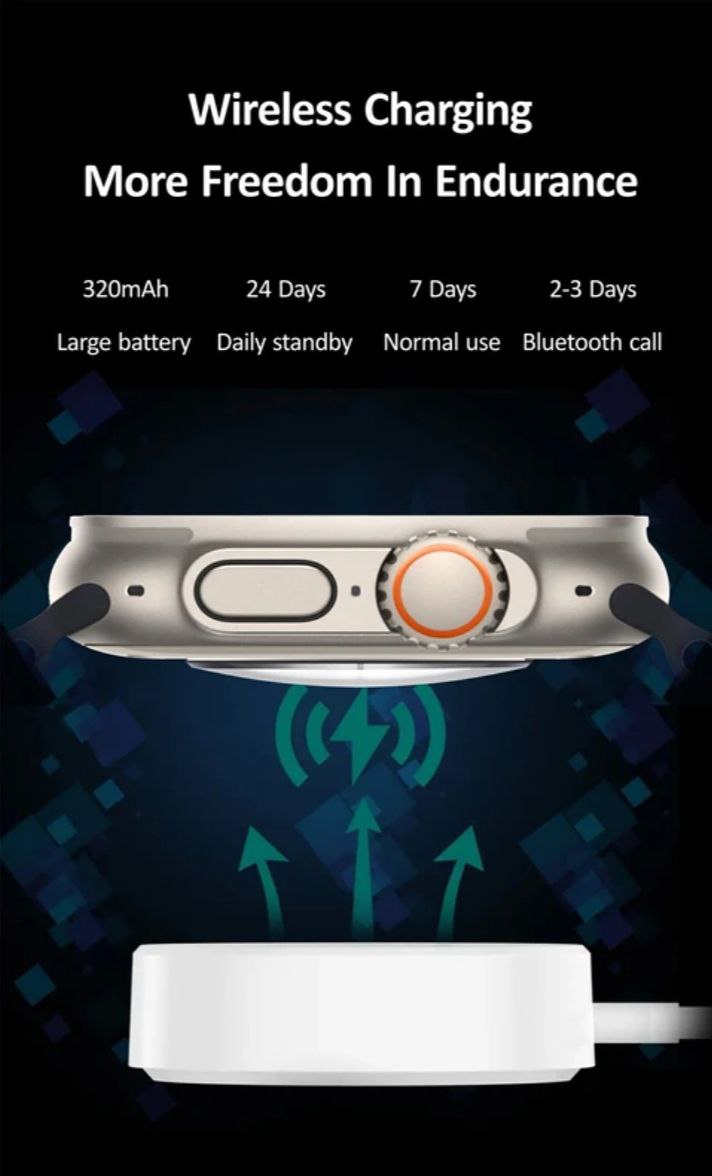 T800 ultra smart watch & wireless charging smart watch ( free size)
