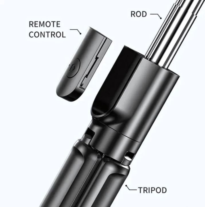 3-in-1 Convertible Tripod with Fill Light-Rotating Phone Holder-Bluetooth Remote Tripod (Black, Supports Up to 500 g)